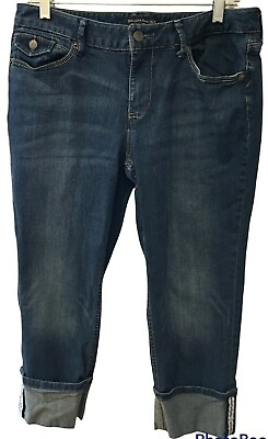 #ad Banana Republic Women#x27;s Size 30 10R Medium Wash Cuffed Capri Stretch Jeans