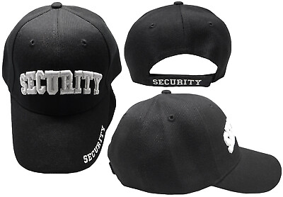 #ad Security White Letter Grey Shadow Black Acrylic Security On Bill Hat Cap KYS