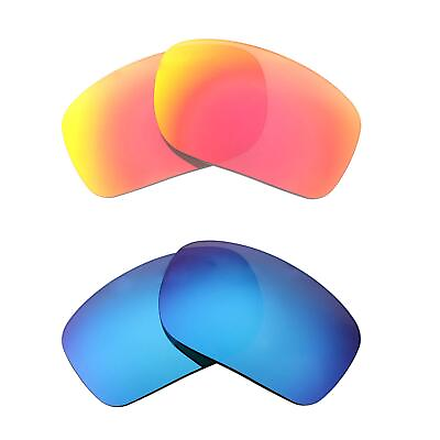 #ad Walleva Fire Red Ice Blue Polarized Lenses For Oakley Shocktube Sunglasses