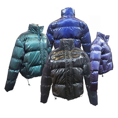 #ad Women#x27;s Winter Warm Padded Puffer jacket Quilted Shinny PU Coated in 4 Colors