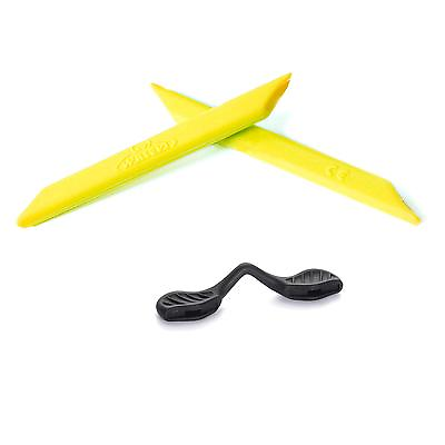 #ad New Walleva Yellow Earsocks Black Nosepads For Oakley Radarlock Sunglasses