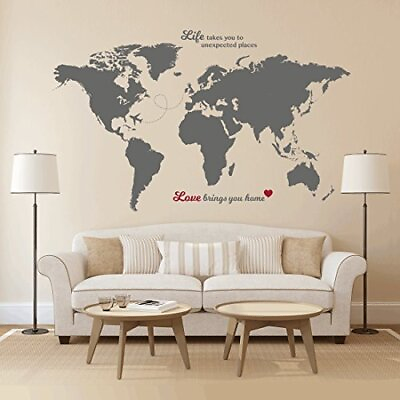 #ad World Map Wall Decal with Quotes Best for Adventurers and Travellers