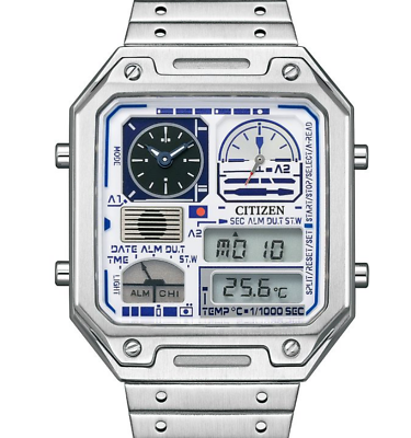 #ad Citizen JG2121 54A Star Wars R2 D2 Analog Digital White Dial Watch 2023 Release