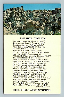 #ad The Hell You Say Poem Hell#x27;s Half Acre Wyoming Postcard