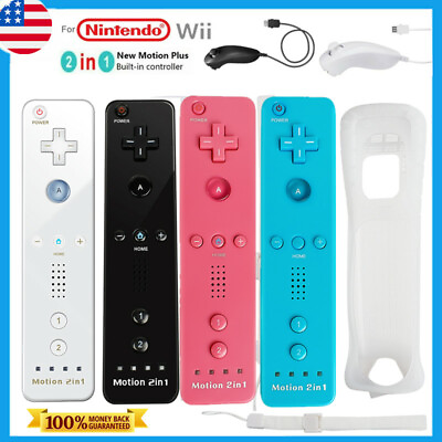 #ad Built in Motion Plus Remote Controller amp; Nunchuck For Nintendo Wii Wii U w Case