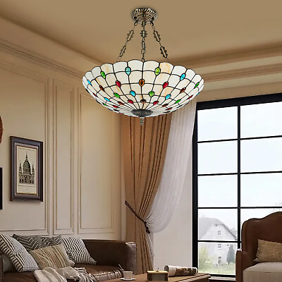 #ad 20#x27;#x27; Tiffany Style Chandelier Stained Glass Pendant Lamp Hanging Light