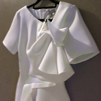 #ad ASOS Design White Tuck Skater Dress Sz 8 Bnwt