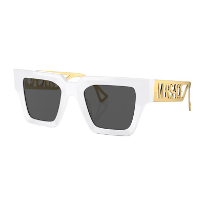 #ad Versace VE 4431 401 87 White Gold Plastic Square Sunglasses Grey Lens