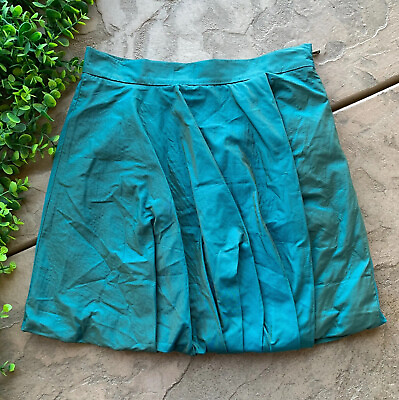 #ad Moschino Cheap amp; Chic Pleated Bubble Hem Mini Skirt Teal Blue Green Size US 8