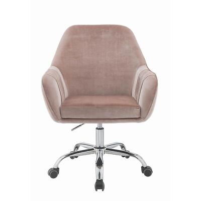 #ad Stylish Mauve Rose Velvet Office Desk Chair on Wheels 319075 $274.97