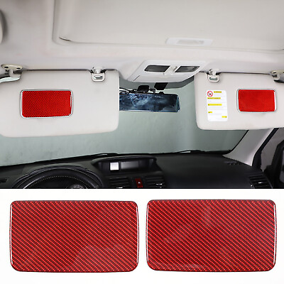 #ad Red Carbon Sun Visor Cosmetic Mirror Panel Sticker For Subaru Forester 2013 2018