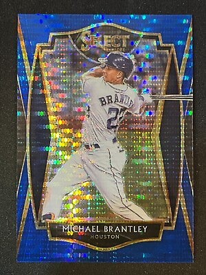 #ad Michael Brantley 2021 Select Baseball Premier Level Blue Pulsar Prizm 13 Astros