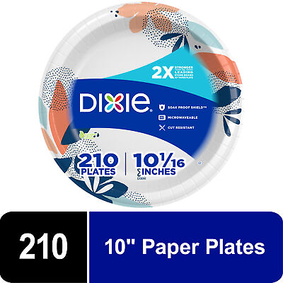 #ad Dixie Paper Plates 10In 210Count Microwave Safe Disposable Plates Leak Resistant