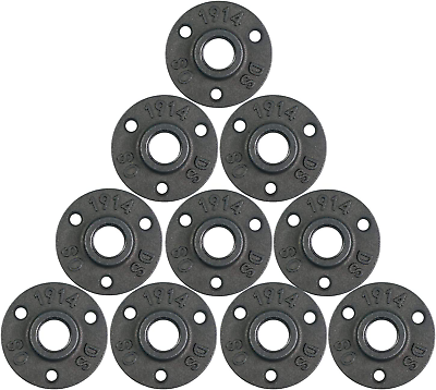 #ad 10Pcs 1 2 INCH Floor Flange Industrial Steel Malleable Cast Iron Pipe Fittings R