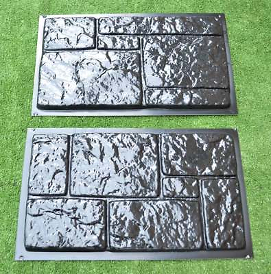 #ad Concrete Molds Plaster Wall Stone Cement Tiles Mould ABS Plastic set 2 pcs W24