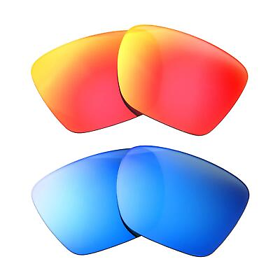 #ad Walleva Fire Red Ice Blue Polarized Lenses For Maui Jim Cruzem Sunglasses