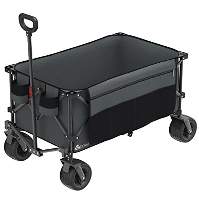 #ad Folding Collapsible WagonLarge Capacity Outdoor Wagons Carts Heavy Duty Gray