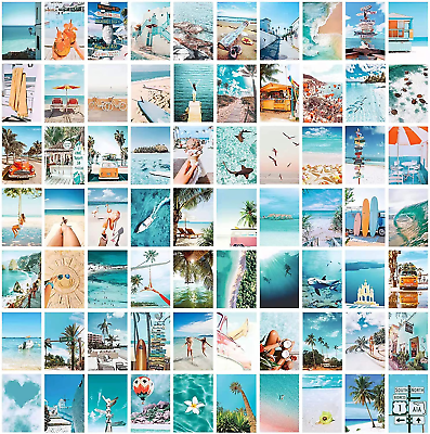 #ad 70PCS Blue Wall Collage Kit Aesthetic PicturesSummer Beach Collage Print KitBe