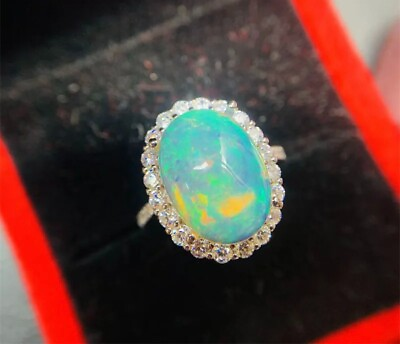 #ad Large Fire Opal Cocktail Ring Natural Fire Opal Ring 10x14mm Large Opal Ring