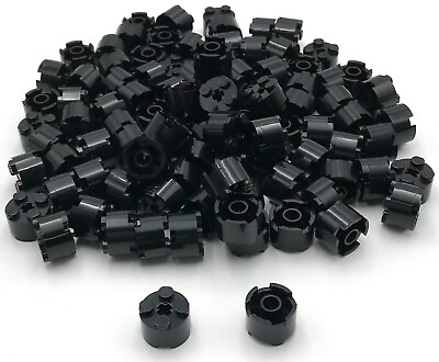 #ad Lego 100 New Black Bricks Round 2 x 2 with Axle Hole Pieces