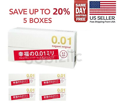 #ad Sagami Original 001 5 Pcs Ultra Thin Condoms 0.01mm 5 boxes US Seller