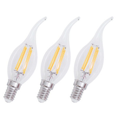 #ad 3pcs 4W E14 Filament Bulb Candle Flame Bulb for Chandeliers Pendant Lights