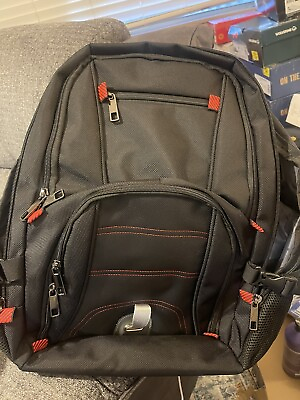 #ad Men#x27;s Waterproof Canvas Laptop Backpack W USB Charging Black