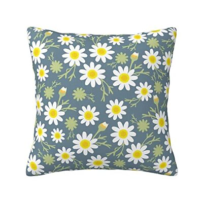 #ad White Blooming Daisy Green Flower Stems Pillowcases Floral Seamless Art Patte...
