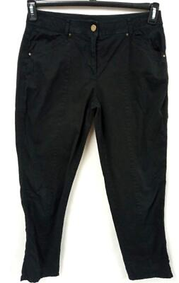 #ad Chico#x27;s black spandex stretch mid rise multi pockets straight leg jeans 0.5 S