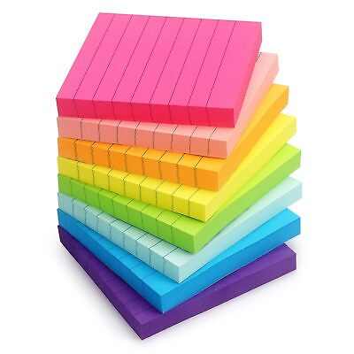 #ad 8 Pads Lined Sticky Notes 3x3 Sticky Notes with Lines Self Stick Note Pads 8 ...