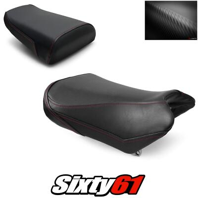#ad Suzuki SV650 Seat Cover 2004 2015 Front Rear Black Red Stitch Luimoto Carbon