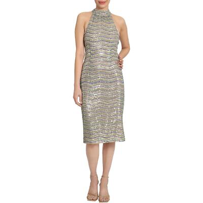 #ad Maggy London Womens Sequined Halter Evening Cocktail and Party Dress BHFO 5889