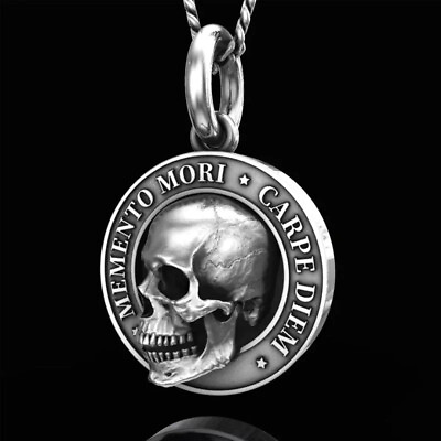 #ad Skull Necklace Pendant Memento Mori Carpe Diem