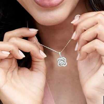 #ad 2CtRound Lab Created Diamond Center of Me Design Women Pendant White Gold Plated