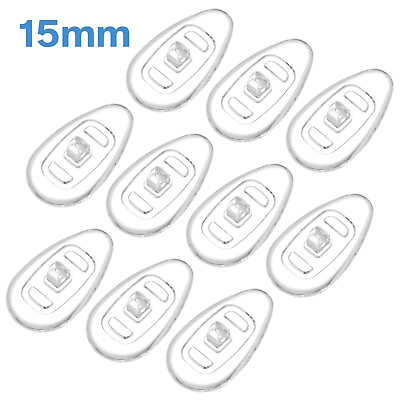 #ad 10pcs 15mm Teardrop Silicone Screw In Nose Pads Grip On Side Holders Spectacles