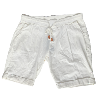 #ad NWT Bespoke Mens Fashion Chino Shorts Size 38 Solid White Drawstring Stretch