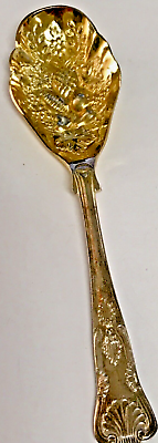 #ad Antique Spoon Collectible Old Gold Tone Ornate Collect Sheffield England 5.5quot;