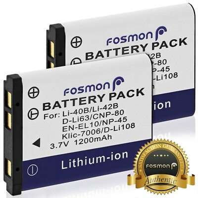 #ad Fosmon 2x 1200mAh Replacement Battery Pack for Olympus Li 40B Li 42B Battery