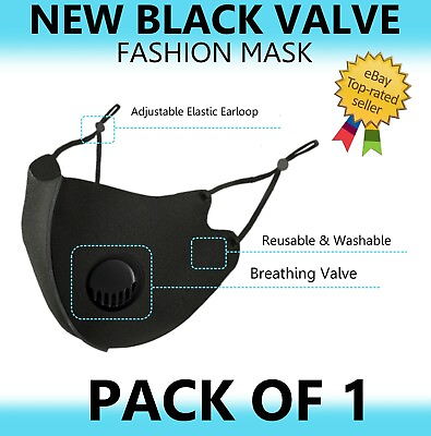 #ad NEW 3D RESPIRATOR FILTER FASHION FACE BLACK MASK WASHABLE amp; REUSABLE FACE MASK