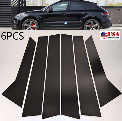 #ad 6Pcs For Porsche Macan 2014 2022 Black Car Window Moulding B.C Pillar Trim Cover