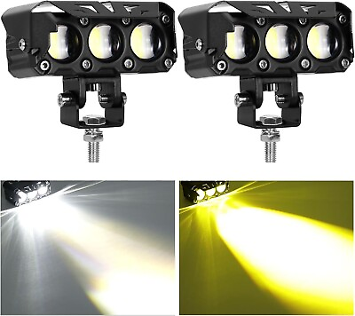 #ad 2x Motorrad Scheinwerfer Weiß Gelb Hi Abblendlicht LED Scheinwerfer für Offroad