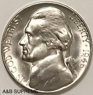 #ad 1946 S Jefferson Nickel Gem Bu Uncirculated