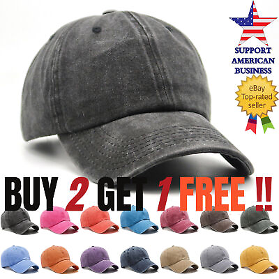 #ad Men Baseball Cap Washed Cotton Solid Adjustable Dad Hat Women Ball Caps Trucker $8.64