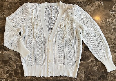 #ad Kawaii Milkmaid Coquette Slouchy Cardigan RARE blouse Top Vtg 80s 90s M L? EUC