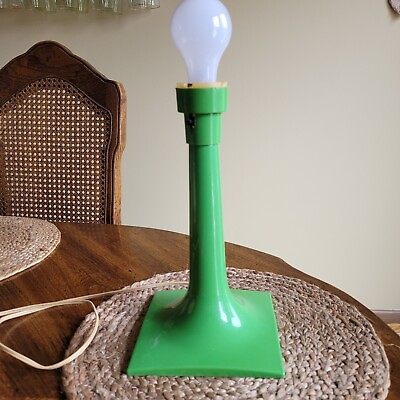 #ad Vtg Atomic Mid Century Mod Green Plastic Retro Lamp Base Only No Shade 12quot;
