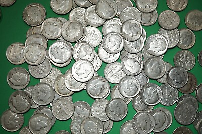 #ad Lot of 10 ROOSEVELT DIMES 90% Silver Coins Random 1946 64 Ship Disc Avail #RD2