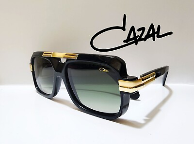 #ad CAZAL Sunglasses Gold amp; Black Frame Green Lens Unisex Eyewear