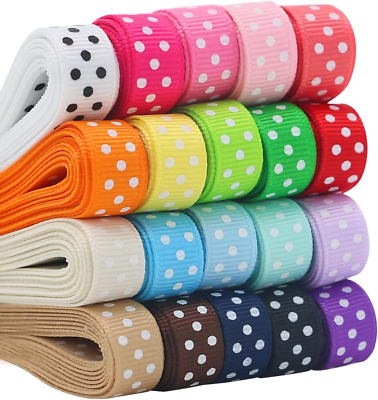 #ad Grosgrain Ribbons for Crafts Gifts Wrapping 3 8quot; Boutique Polka Dot Fabric Ribbo