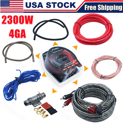 #ad 4 Gauge Car Audio Cable Kit Amplifier Install Amp RCA Subwoofer Sub Wiring 2300W