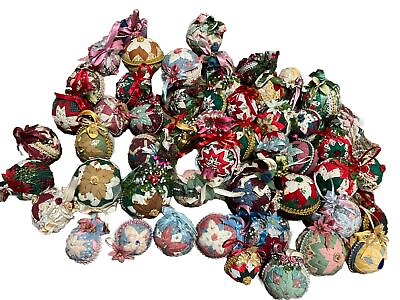 #ad VTG Lot 3 Random SWEET CHRISTMAS HOLIDAY Patchwork Quilted Ornaments Handmade